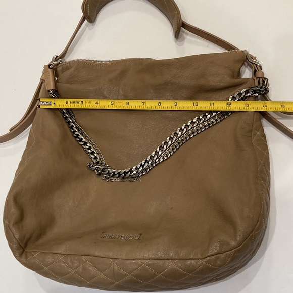 Jimmy Choo Chain Biker Hobo Bag Tan Leather - Picture 11 of 15